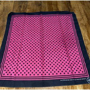 Wamcraft Vintage Pink Black Polka Dot Bandana Made In USA 14193